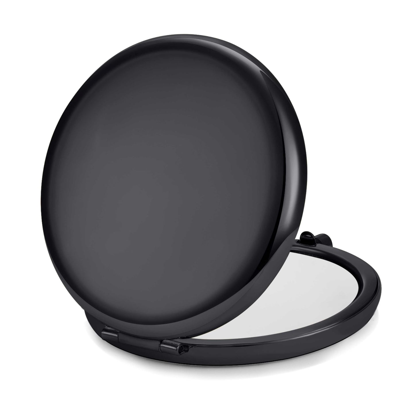 Daricano Compact Mirror for Purse, Metal Round Shell, Double-Sided 1X/2X Magnifying, Portable Travel Small Makeup Mirror, Mini Pocket Mirror, Black, 4 Packs