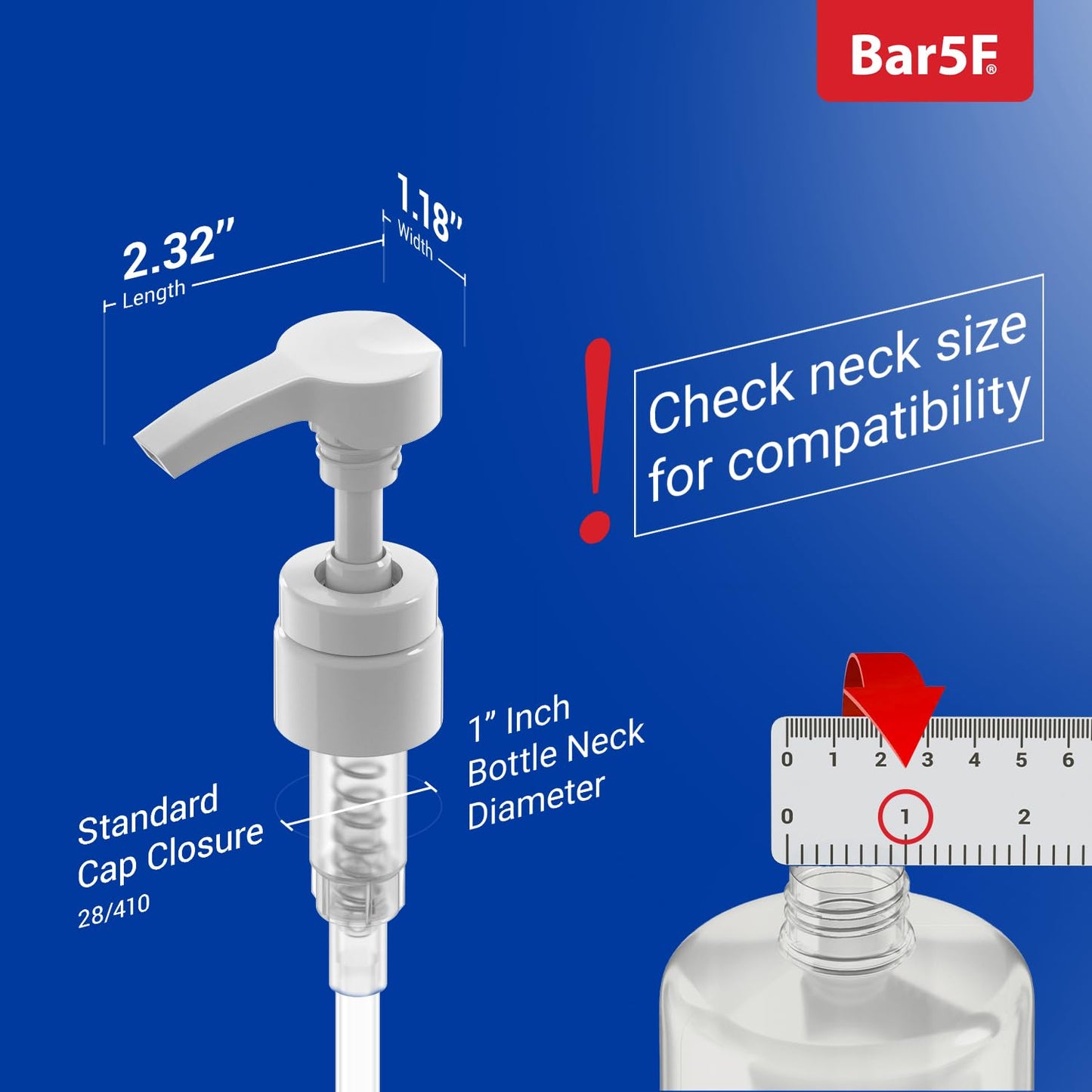 Bar5F Pumps for Shampoo and Conditioner Bottles, Salon-Brand Liters, 2 Pack
