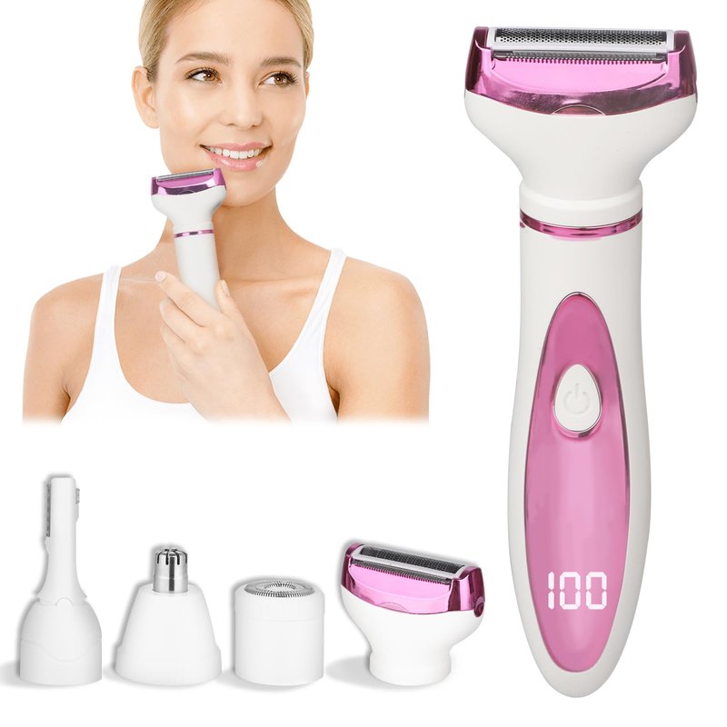 Beanify Wet & Dry Electric Razor for Women Men,4 in 1 Rechargeable Led Display Electric Shaver and Facial Hair Remover,Painless Ladies Body Razors for Nose Face Body Leg Bikini Arm Hair (Purple)