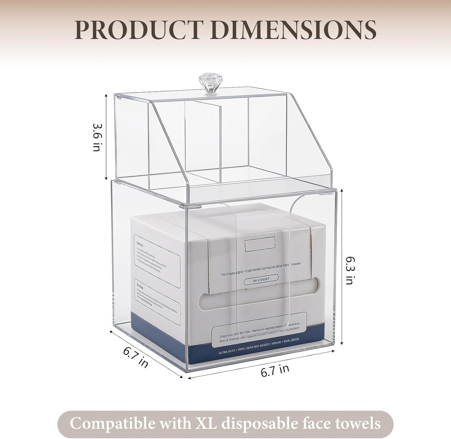 Disposable Facial Towels Storage - Double Layer Acrylic Box for Cotton Pads | Clear Bathroom Organizer