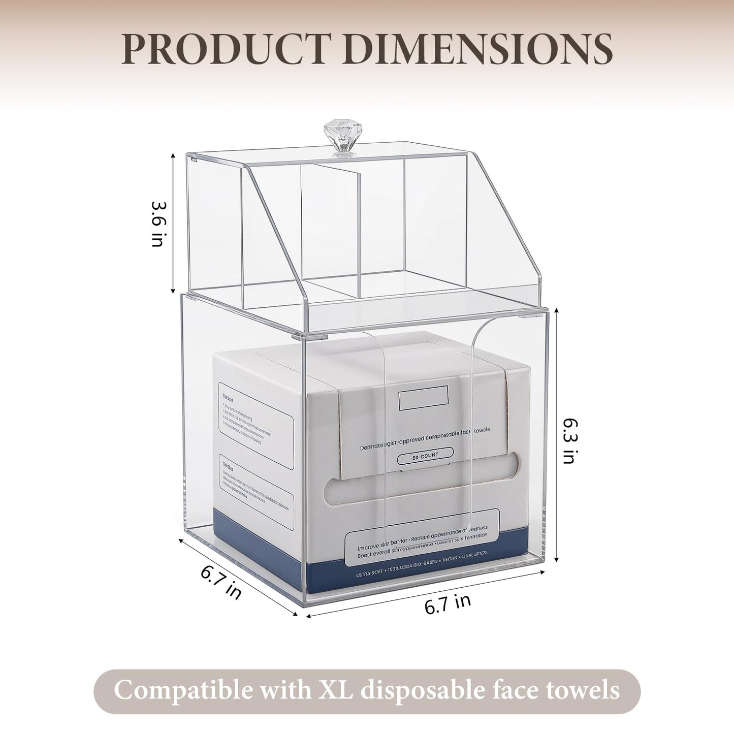 Anyoifax Disposable Facial Towels Storage Compatible with Clean Skin Club Clean Towel XL Double Layer Acrylic Box Cotton Pads Container Qtip Bin Face Towelettes Holder for Bathroom Counter, Clear