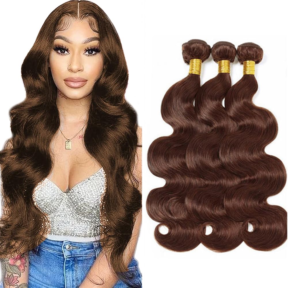 22 24 26 Inch #4 Dark Brown Bundles Human Hair Body Wave 3 Bundles Brazilian Remy Hair 50 Grams/Bundle Unprocessed Virgin Hairs Chocolate Brown Body Wave Bundle Weaves Extensions