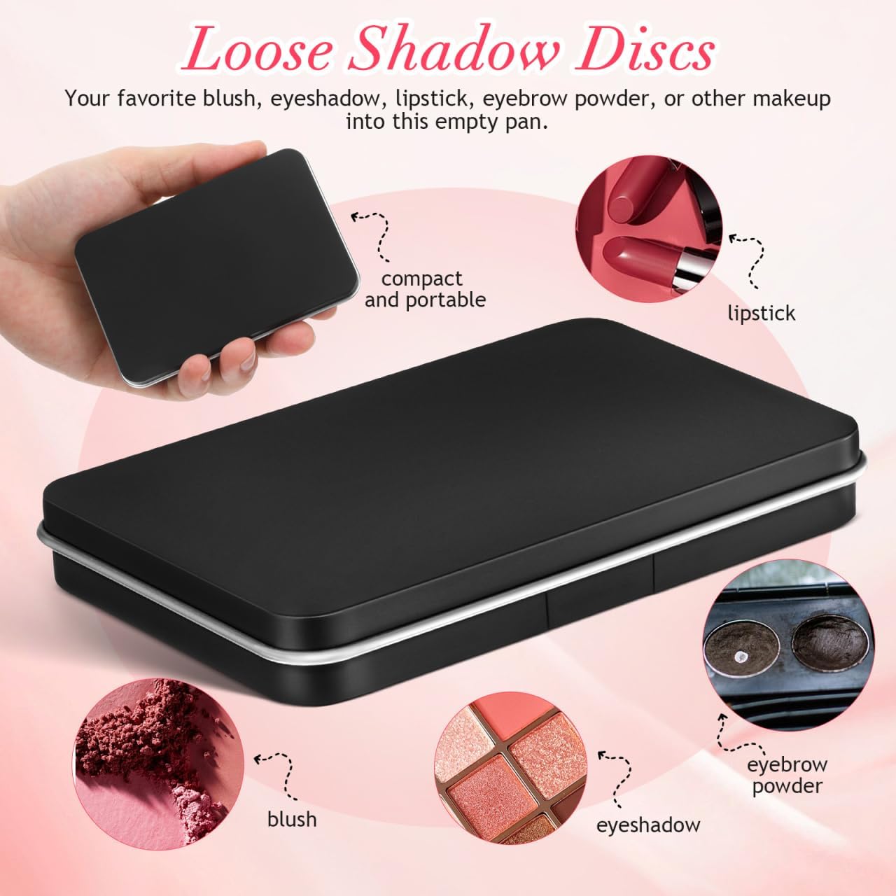 Empty Eyeshadow Palette with Mirror - 2 Pcs Travel Makeup Box | Compact Cosmetic Case 4.33x2.75x0.59 In