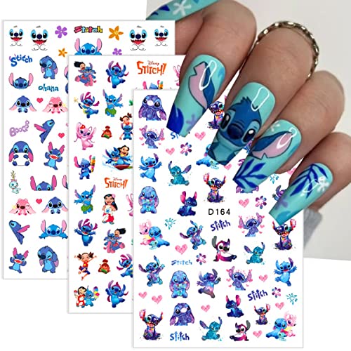 6 Sheets Self-Adhesive Cartoon Nail Art Stickers - Kawaii Designs
