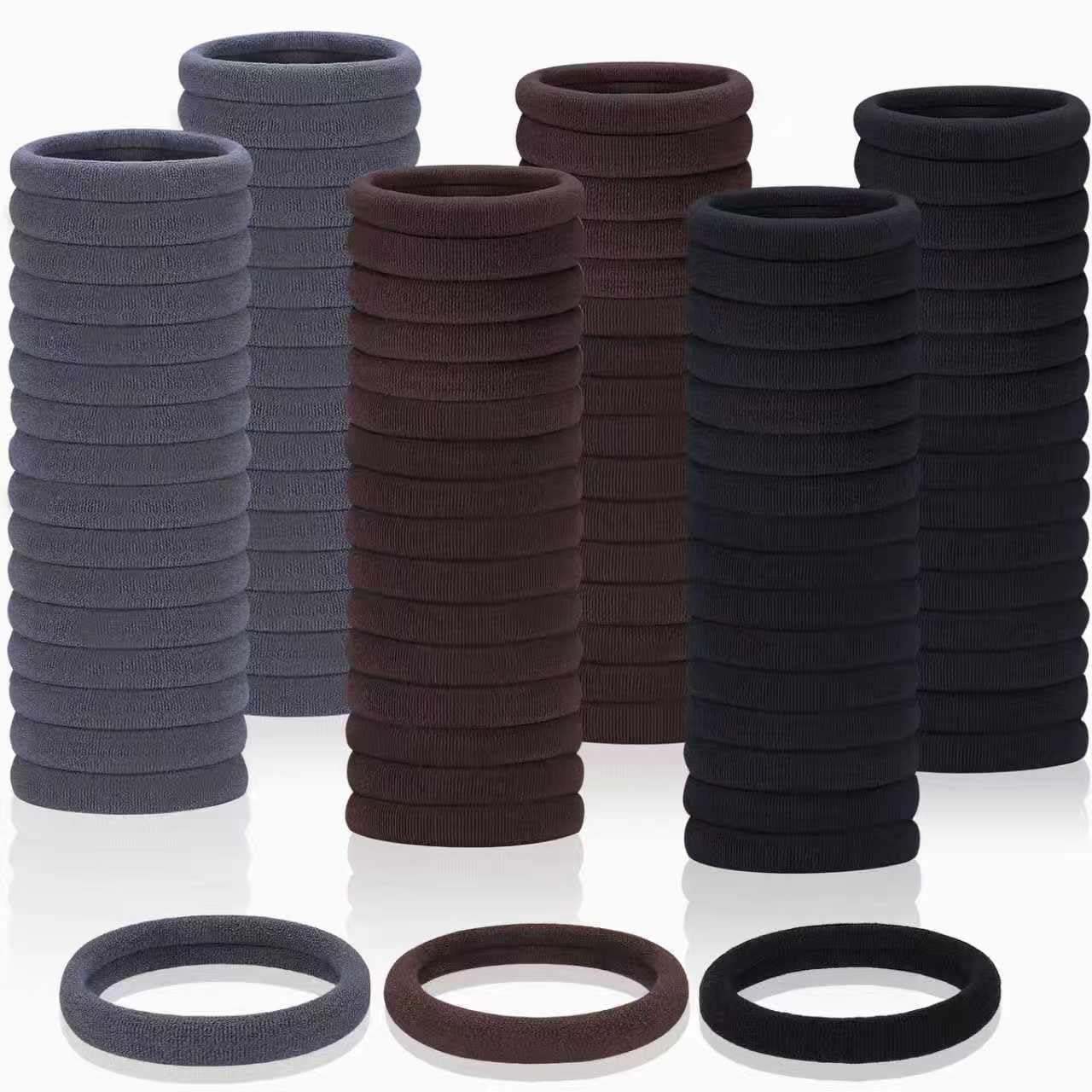 Seamless Elastic Hair Ties - 150 Pcs No Damage Ponytail Holders for Thick & Thin Hair | Soft Beige Bands