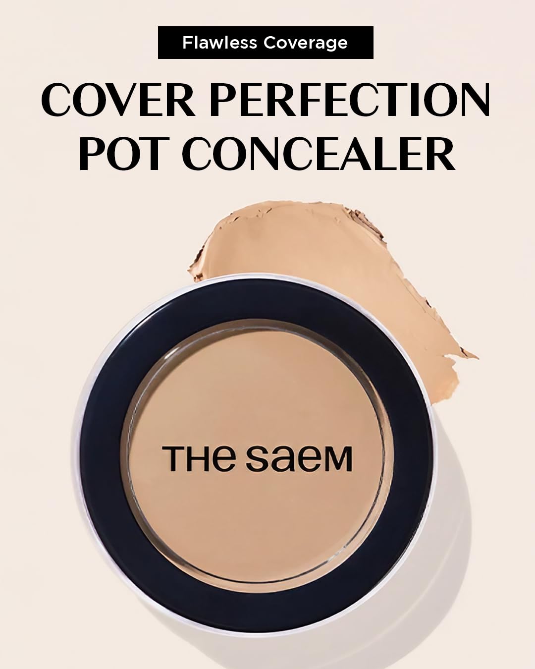THESAEM Cover Perfection Pot Concealer - Intensive Coverage Balm for Dark Circles & Blemishes | 0.14oz - Clear Beige for Fair to Medium Skin Tones