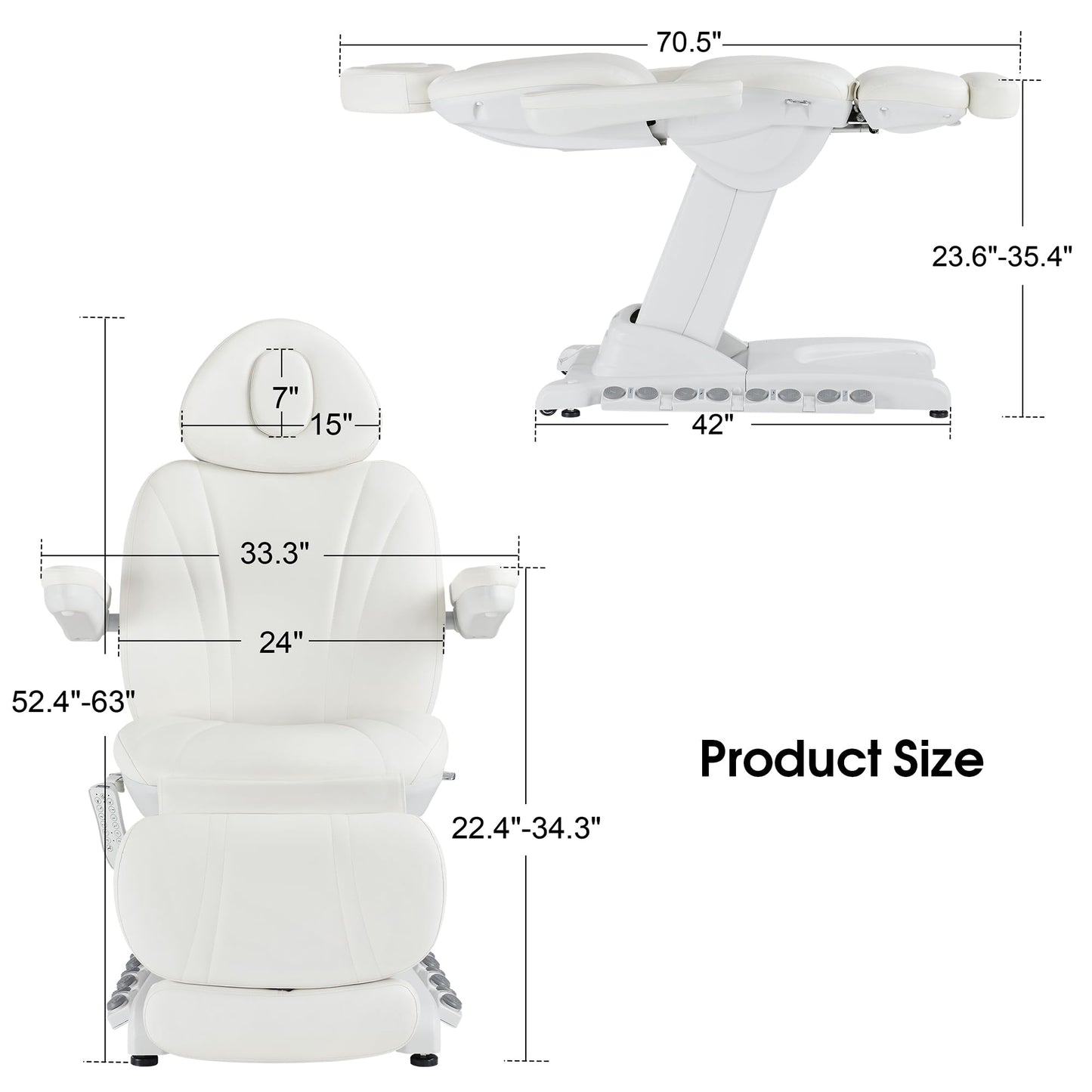 BarberPub Full Electrical 4 Motor Facial Beauty Bed with Hand/Foot Control, Leather Massage Bed, Procedure Spa Chair, 400 lbs Capacity, 3 Preset Positions 2119 (White)