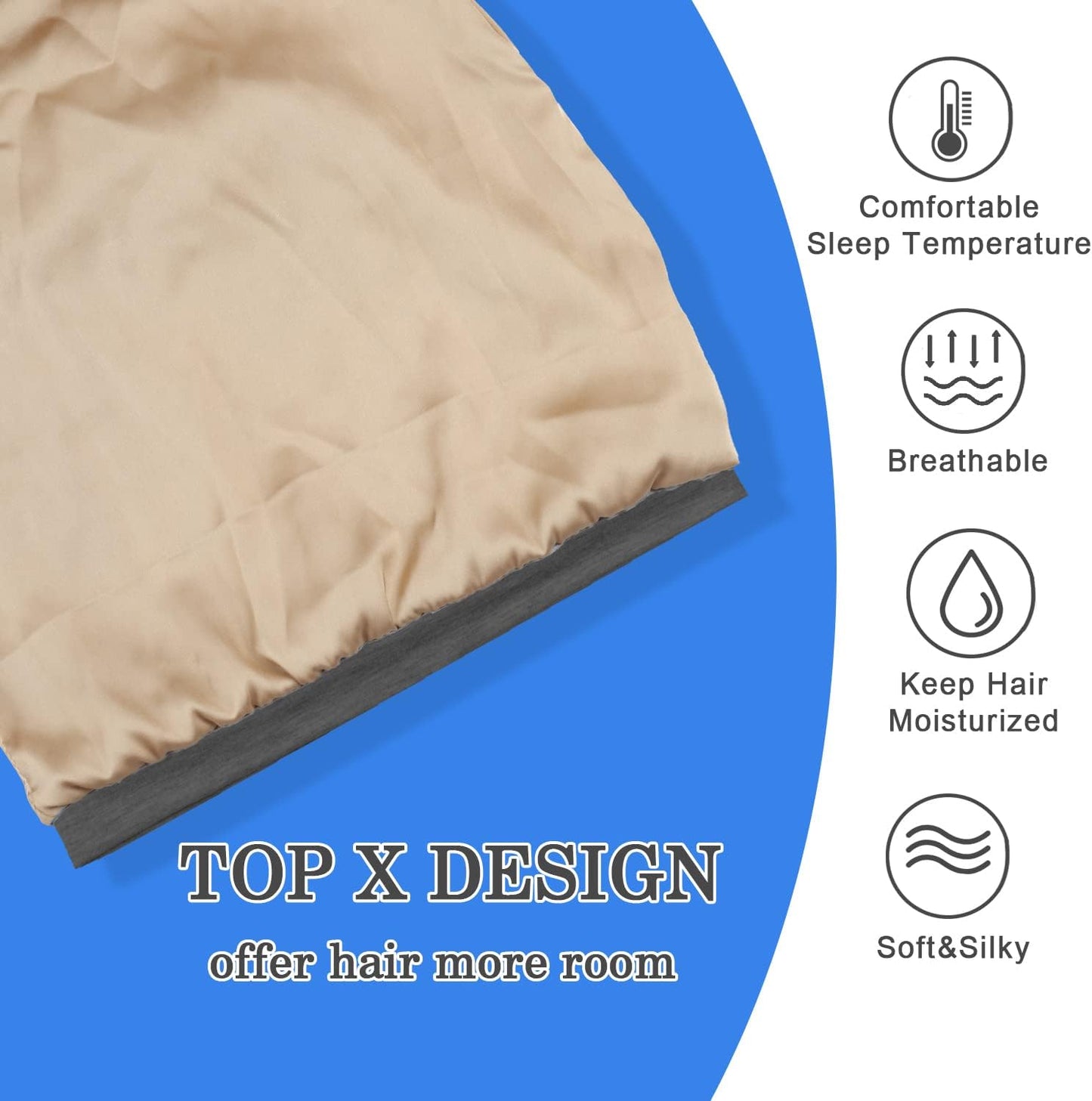Adjustable Silk Hair Bonnet - Satin Lined Sleep Cap for Women & Men | 2 Pcs Set
