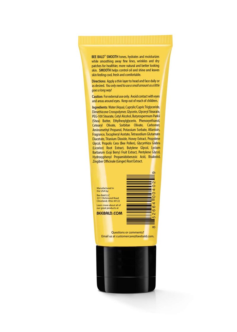 Bee Bald SMOOTH Daily Moisturizer Hydrates & Tones Away Fine Lines, Wrinkles and Dry Patches; Helps Control Oil & Shine to Feel Cool, Fresh and Comfortable, 1.7 Fl Oz