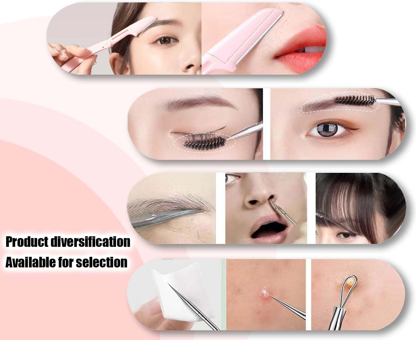 Professional Stainless Steel Tweezers Set for Women | Eyebrow & Facial Hair Removal Kit - 10-Piece Black Beauty Set