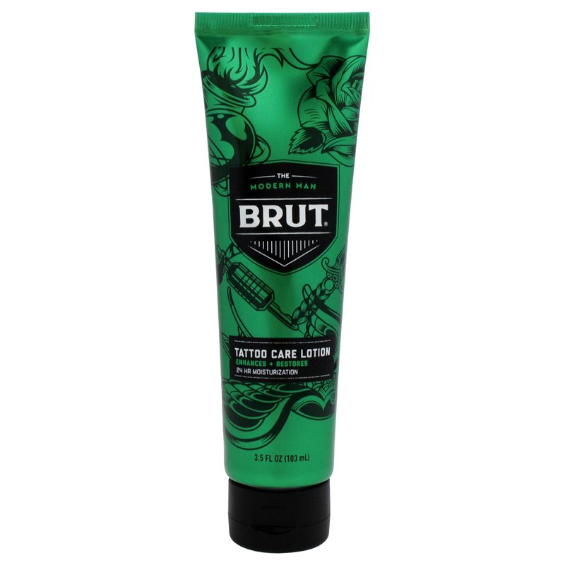 Brut Tattoo Care Lotion 24 Hour Moisturization - Lotion for Tattoos - Enhances Color Vibrancy - Tattoo Lotion Aftercare - Absorbs Quickly - 3.5 oz