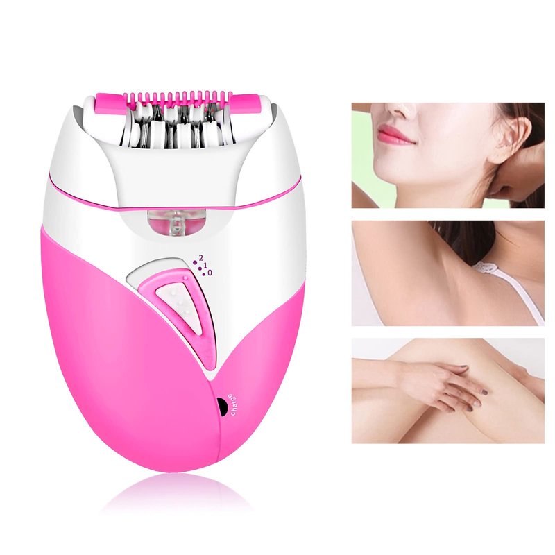 Electric Hair Removal Epilator, Rechargeable Detachable Head Fastest Removal Smooth Skin USB Chargeable Sensitive Areas Women Man Hair Trimmer for Face Legs Arms Armpit Bikini (Pink)