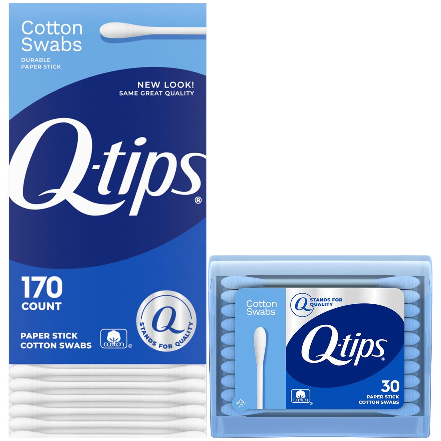Q-tips Cotton Swabs - 170 Count + Travel-Size 30 Count | Ideal for Home, First Aid & Beauty
