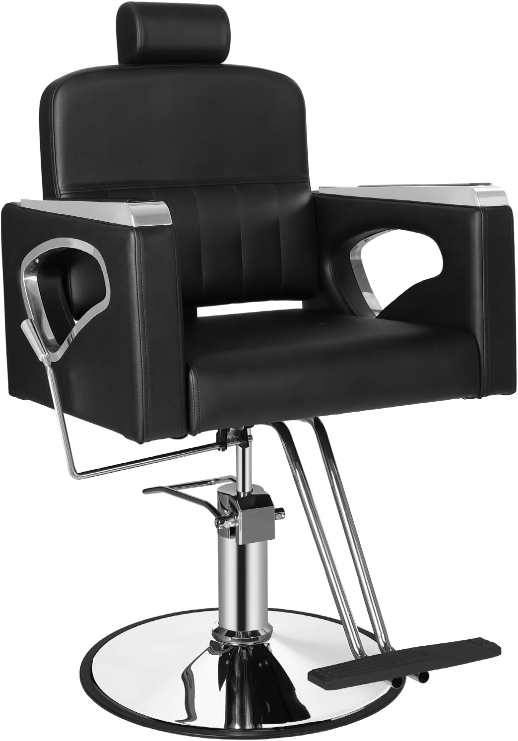 Professional Barber Salon Chair - Heavy Duty Hydraulic Design, 135° Recline, 360° Swivel | Black and Gold PU Leather