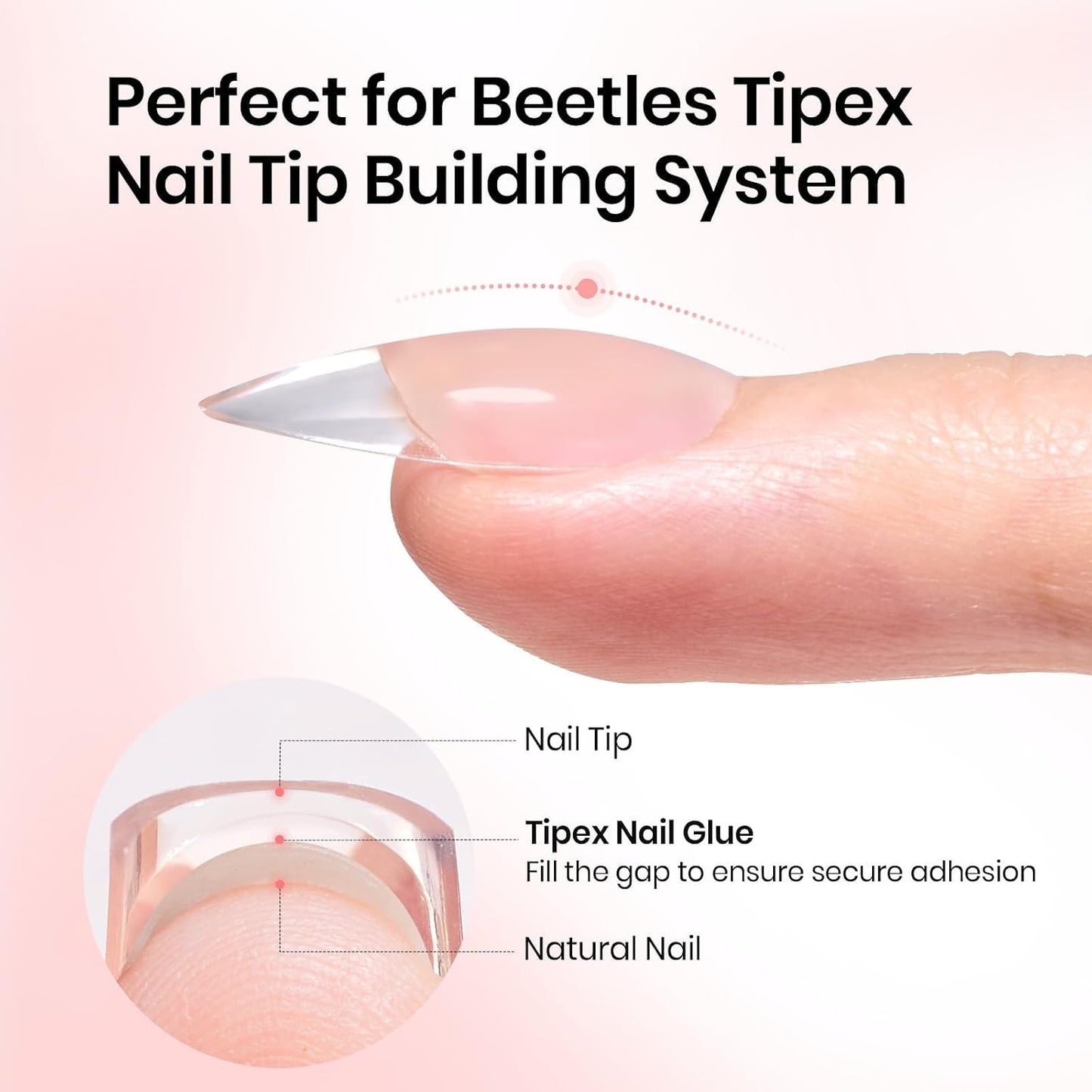 Beetles Nail Glue Gel - Super Strong Hands-Free Adhesive for Tipex Instant Apex Nail Tips | 2 Pcs, 20g