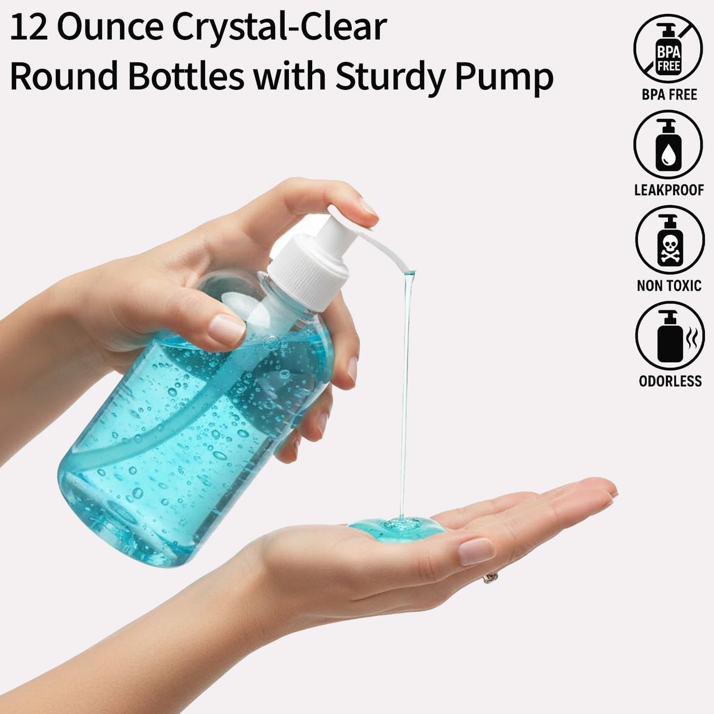 Empty Plastic Pump Bottles - 12oz Clear BPA-Free Dispensers for Shampoo, Lotion & Liquid Soap | Refillable 4 Pack
