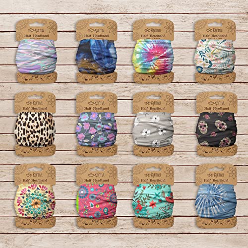 Karma Meadow Stretchy Fabric Hair Headband & Scarf - White (Pack of 2)