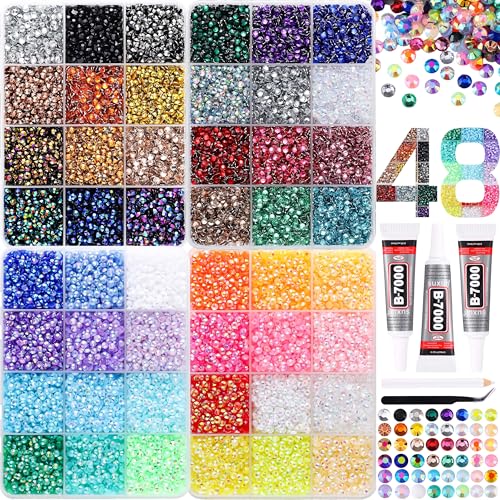 36,000 Pcs 3mm Flatback Rhinestone Kit with B7000 Glue and Precision Tools