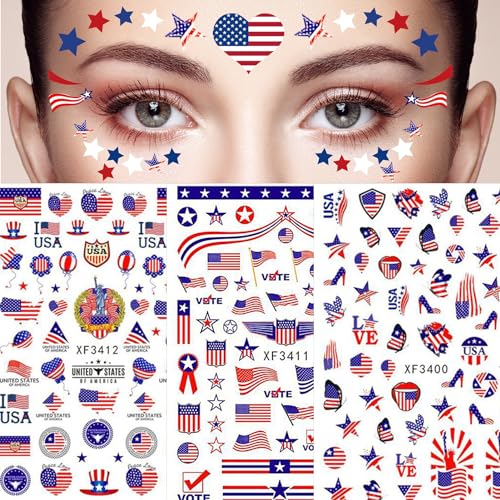 4th of July Nail Stickers Set - Patriotic American Flag Designs