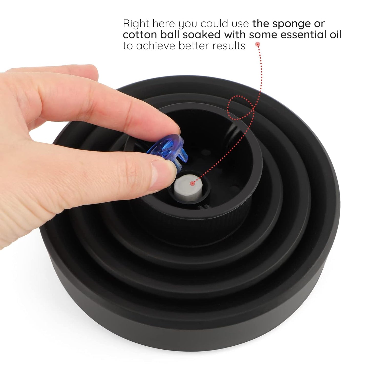 Travel Hair Dryer Diffuser - Collapsible Portable Attachment for Natural Thick Hair | Fits 1.65" to 1.77" Nozzles - Black