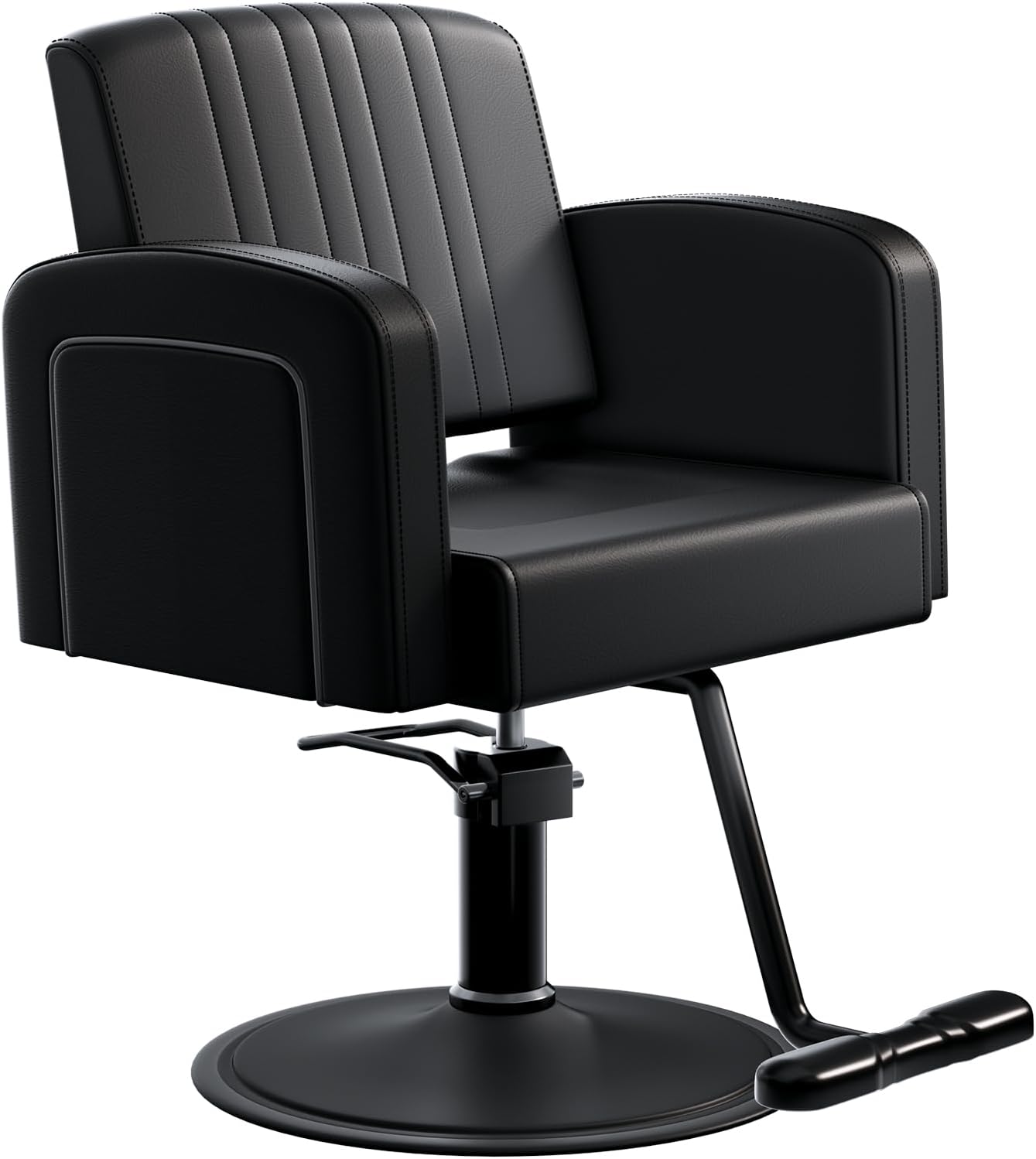 Reclining Salon Barber Chair - 360° Swivel, Adjustable Height, Heavy Duty Hydraulic | Matte Black