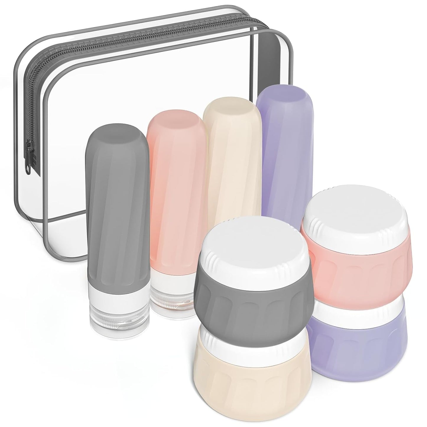 Travel Bottles for Toiletries - TSA Approved 8 Pack | Leak-Proof Silicone Containers with Clear Bag, 3oz