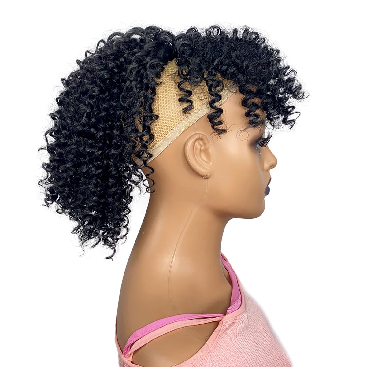 Curly Ponytail with Bangs - 12-Inch Short Kinky Curl Hair Piece | Afro Puff Clip-In for Black Women