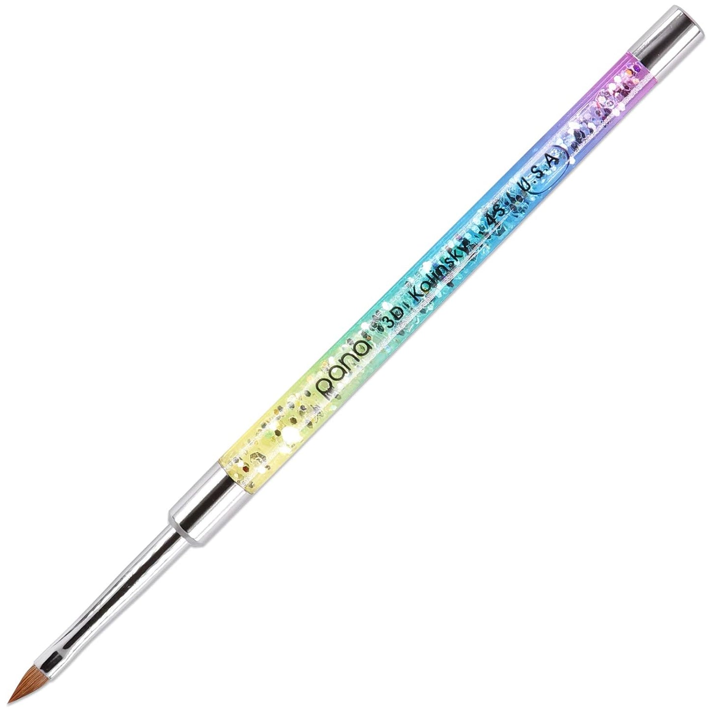 Kolinsky 3D Acrylic Nail Brushes - Liquid Glitter Handle for Professional Manicure | Rainbow Color, Size #4