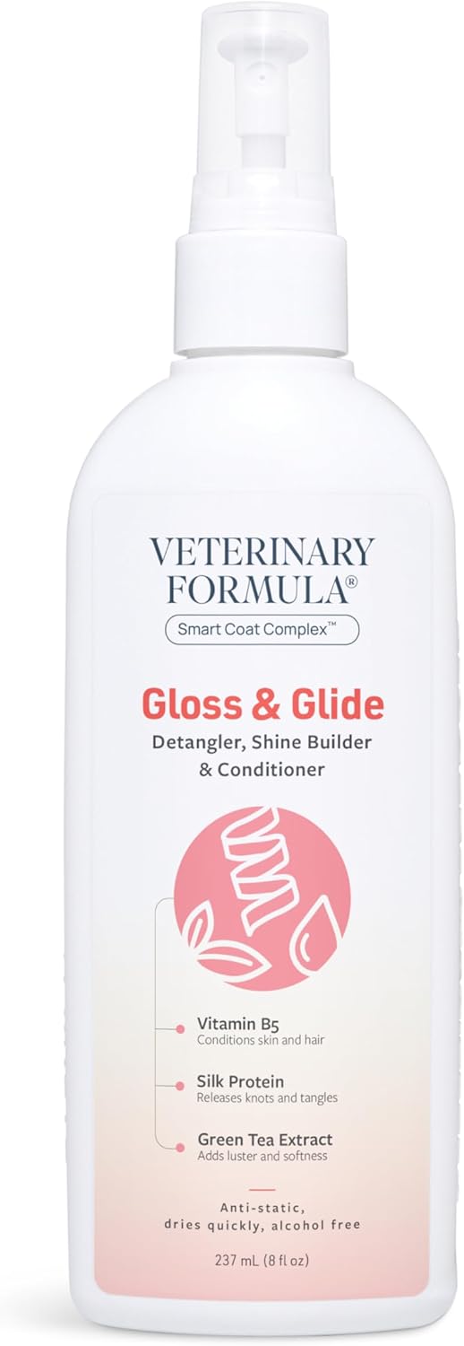 Smart Coat Detangler Spray for Dogs - Gloss & Glide Conditioner with Silk Protein | 8 Fl Oz