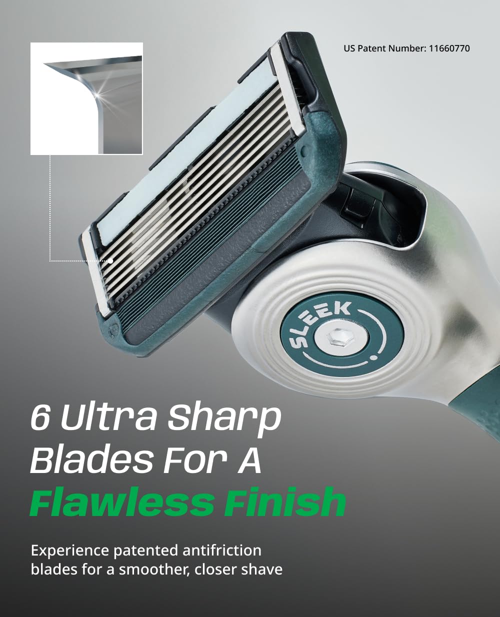 DORCO SLEEK 6 Blade Razor for Men with Multi-Flex Technology for a Smooth & Comfortable Shave | Cartridge Razor for Men, Razor Handle + 7 Cartridges