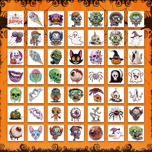 Ozepao 100 Pcs Halloween Temporary Tattoos - Pumpkins, Ghosts & More