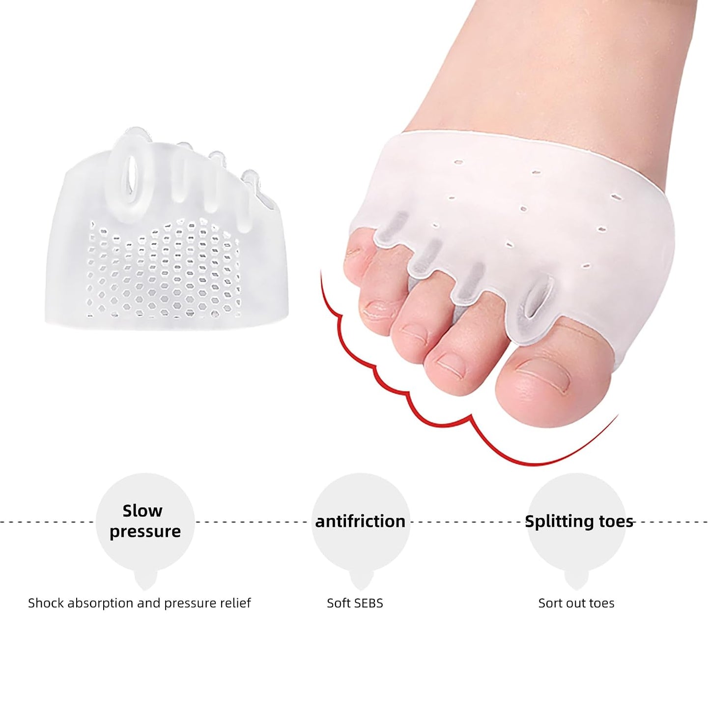 Silicone Toe Separators for Foot Alignment & Pain Relief - 4 Pairs, Breathable & Soft for Men and Women