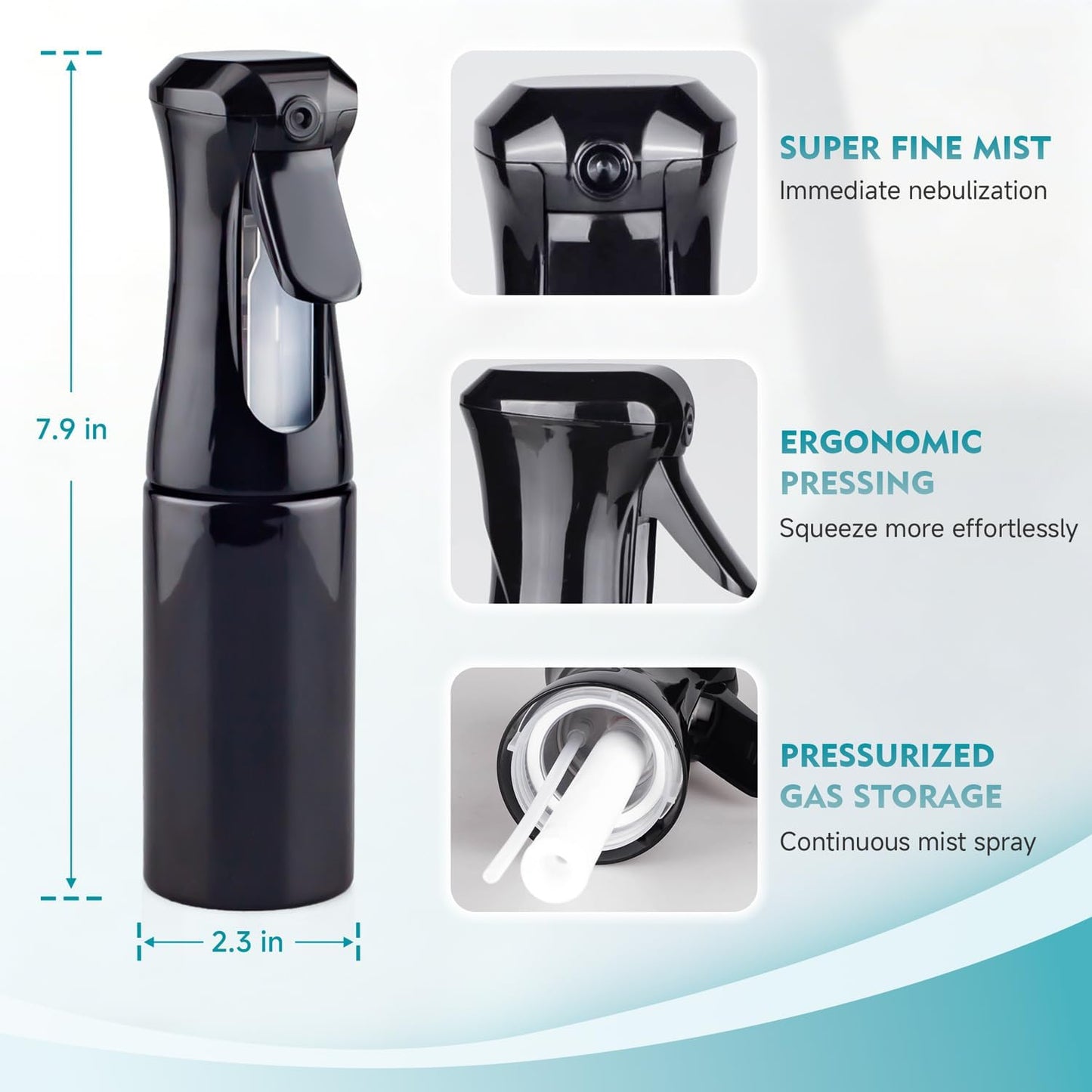 Ultra-Fine Continuous Spray Bottle - 6.8 OZ Mister for Hair, Plants & Cleaning | Versatile 1 Pack