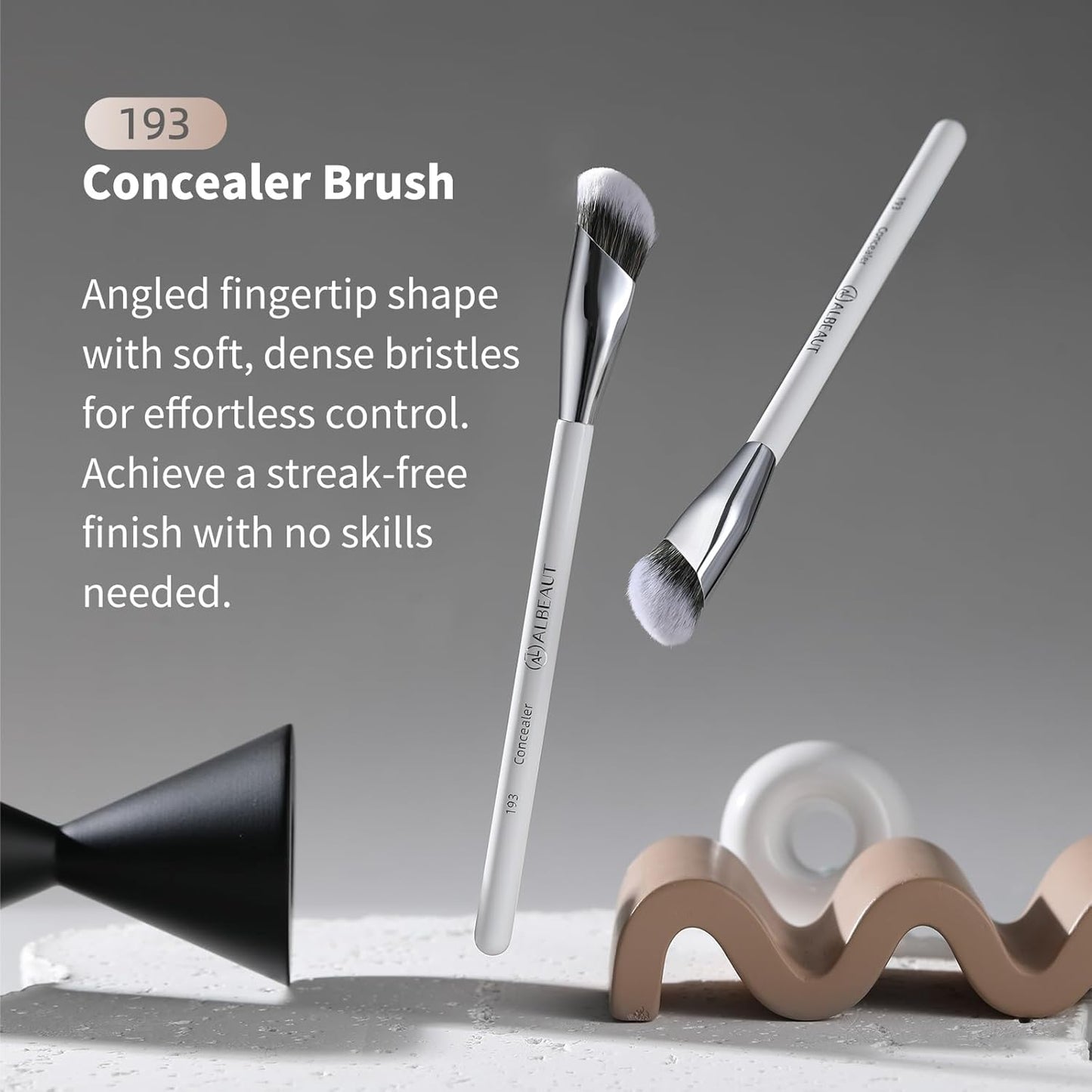 Angled Makeup Brushes Set - 2 PCS Concealer & Foundation Blending Brushes for Liquid, Cream, Stick | Perfect for Nose Contour & Eyeshadow