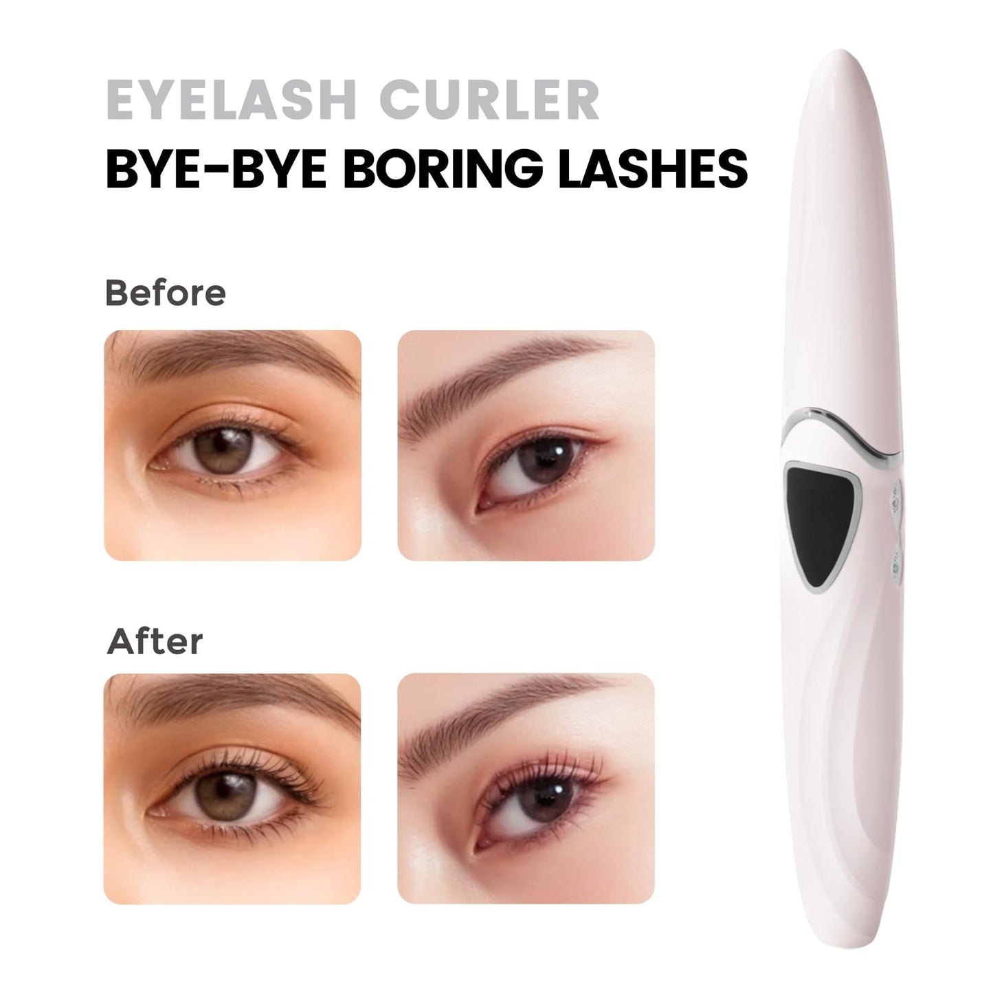 Raysino Heated Eyelash Curler, S600 Rechargeable Heated Lash Curler, Eyelash Curler Heated in 8s for Women 24 Hs Lasting Natural Makeup (Pink/Silver, 148MM)
