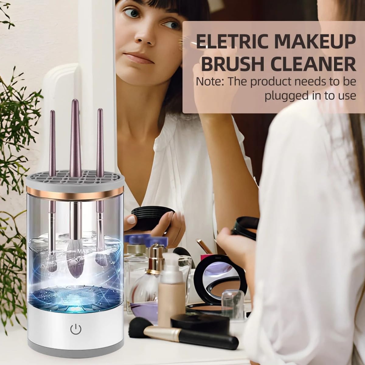 Automatic Makeup Brush Cleaner,Electric Makeup Brush Cleaner Machine for Deep Cleaning,Cosmetic Brush Cleaner for All Size Makeup Brush