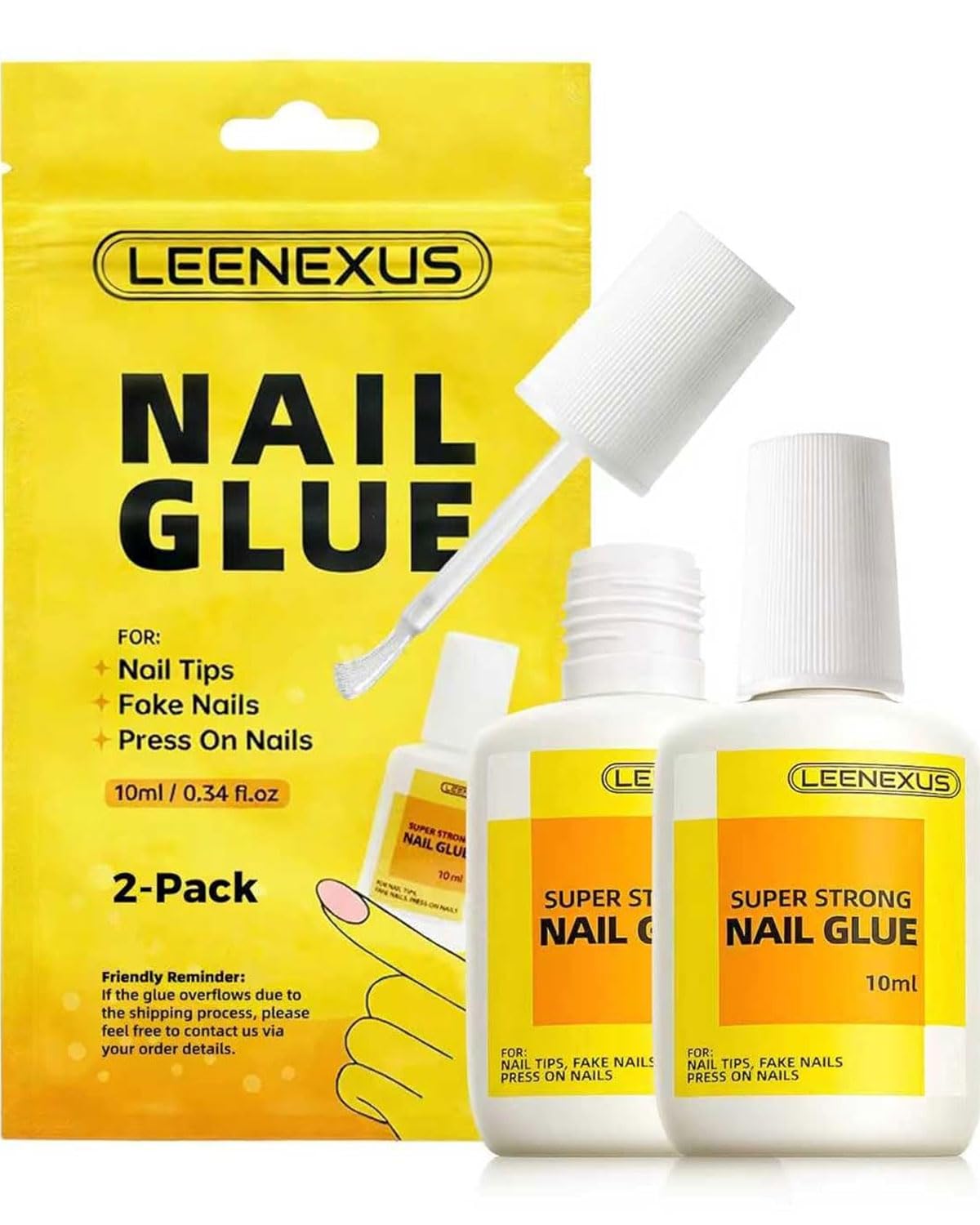Nail Glue for Press-On & Acrylic Nails - Extra Strength Long-Lasting Hold | Quick Drying, 10ml