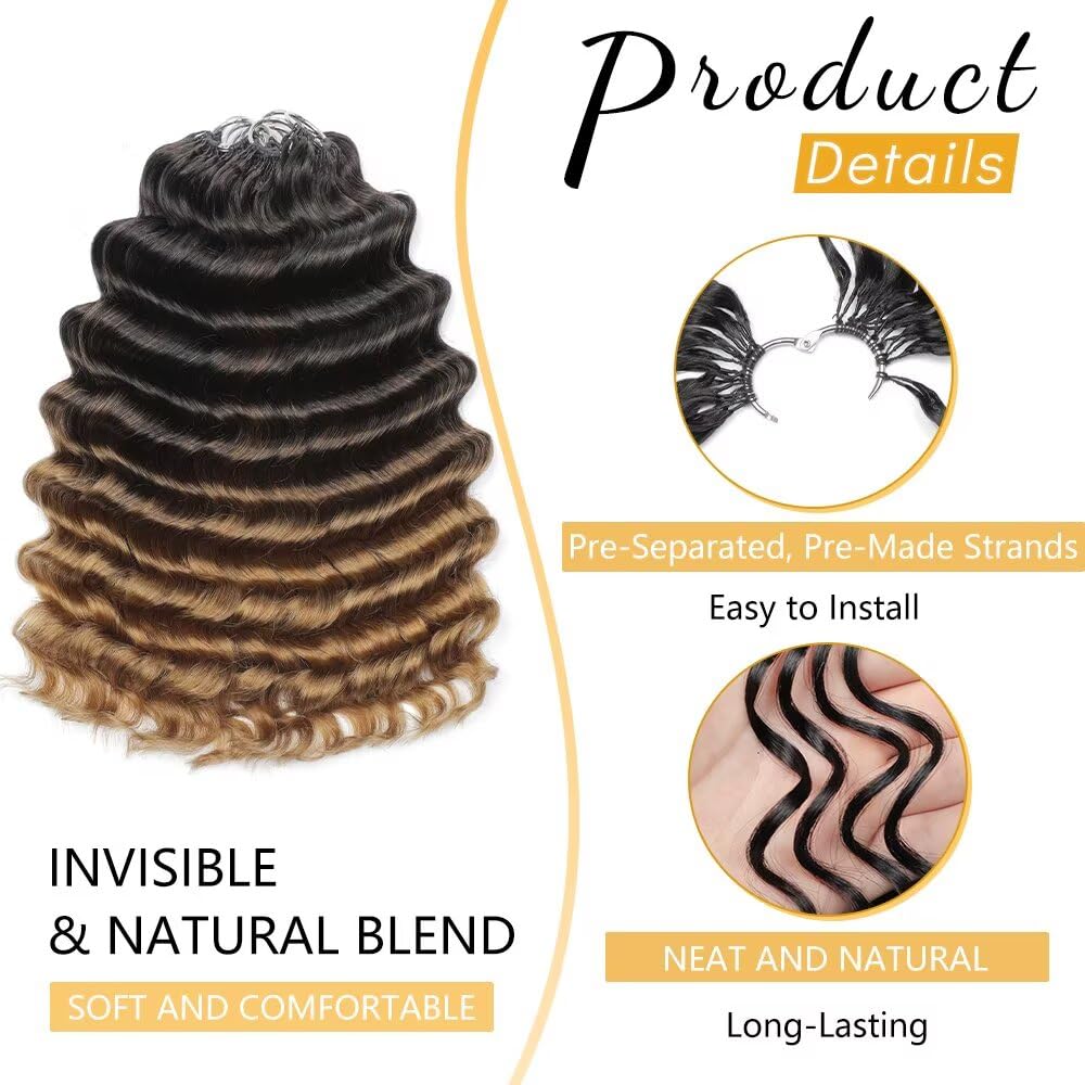 Deep Ocean Wave Crochet Hair - 22 Inch Pre-Separated Human Hair Extensions for Black Women | 300G, T30# Feather Style