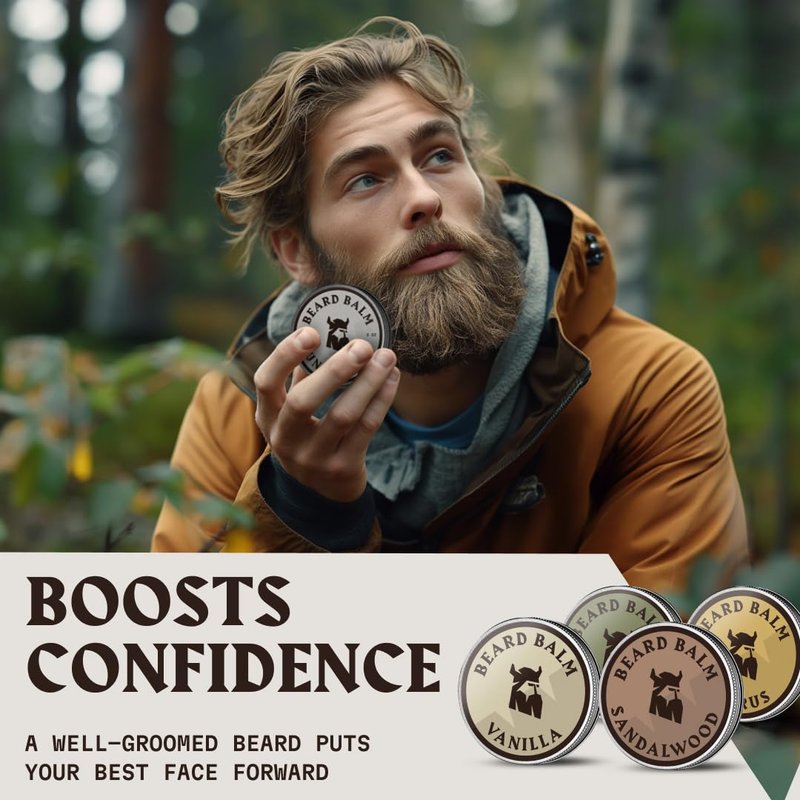 Striking Viking Beard Balm for Men - Pack of 4, 1 Oz Tins, Assorted Scents - Hydrating Balm & Moisturizer - Beard Butter Variety Pack
