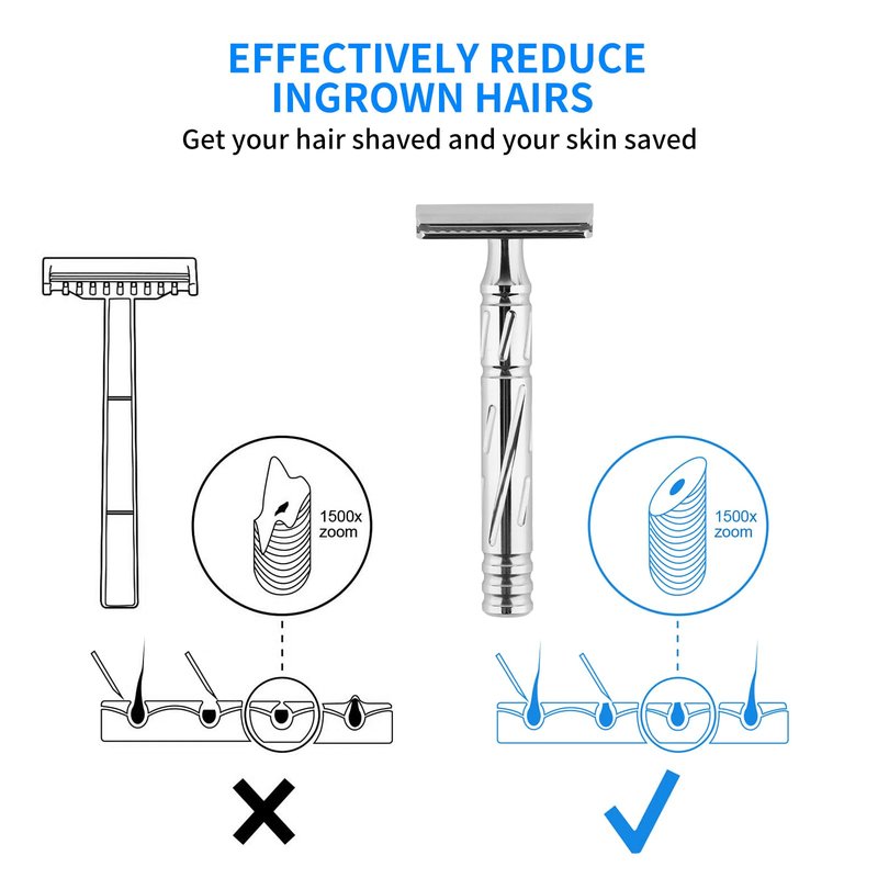 KAMPFE Double Edge Safety Razor Shaver Adopts CNC High-Precision Processing,Women and Mens razors for Shaving,30-degree Shaving Angled Head (mild+)