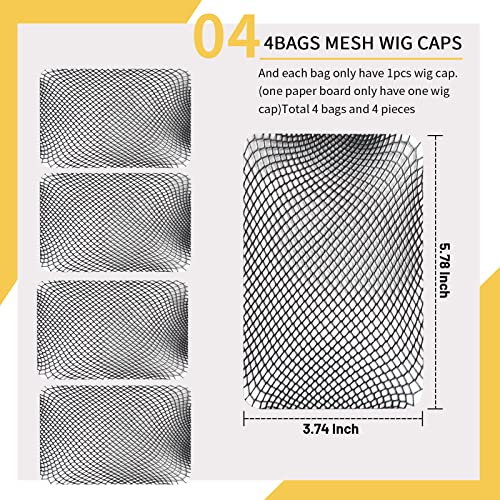 Fandamei 4PCS Nylon Mesh Wig Caps - Open End Black Hair Caps