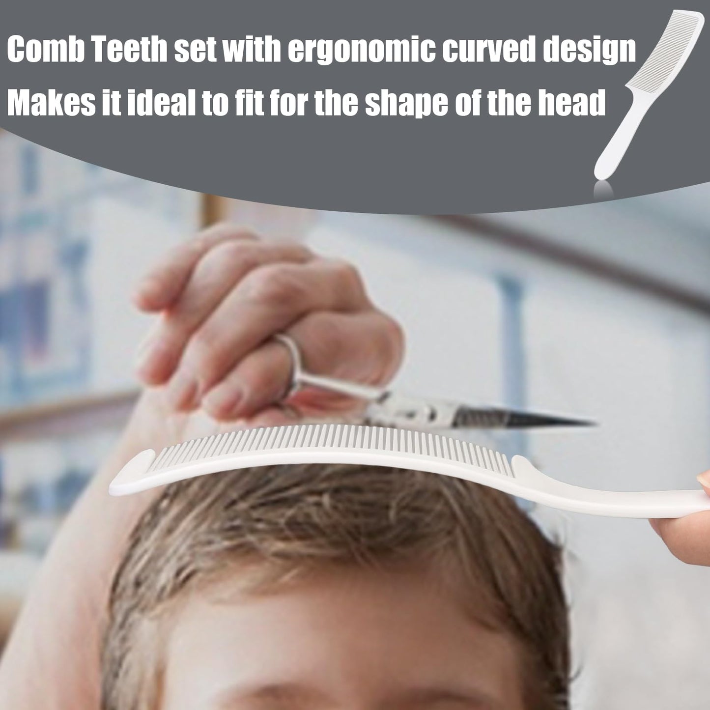FOWSRHRG Fade Hair Trimming Guide for Men Haircut, Adjustable Silicone Curved Haircut Band, Curved Positioning Comb and Flat Top Comb for Home DIY Haircuts, Self Haircut Kit Guide Salon Styling Tools