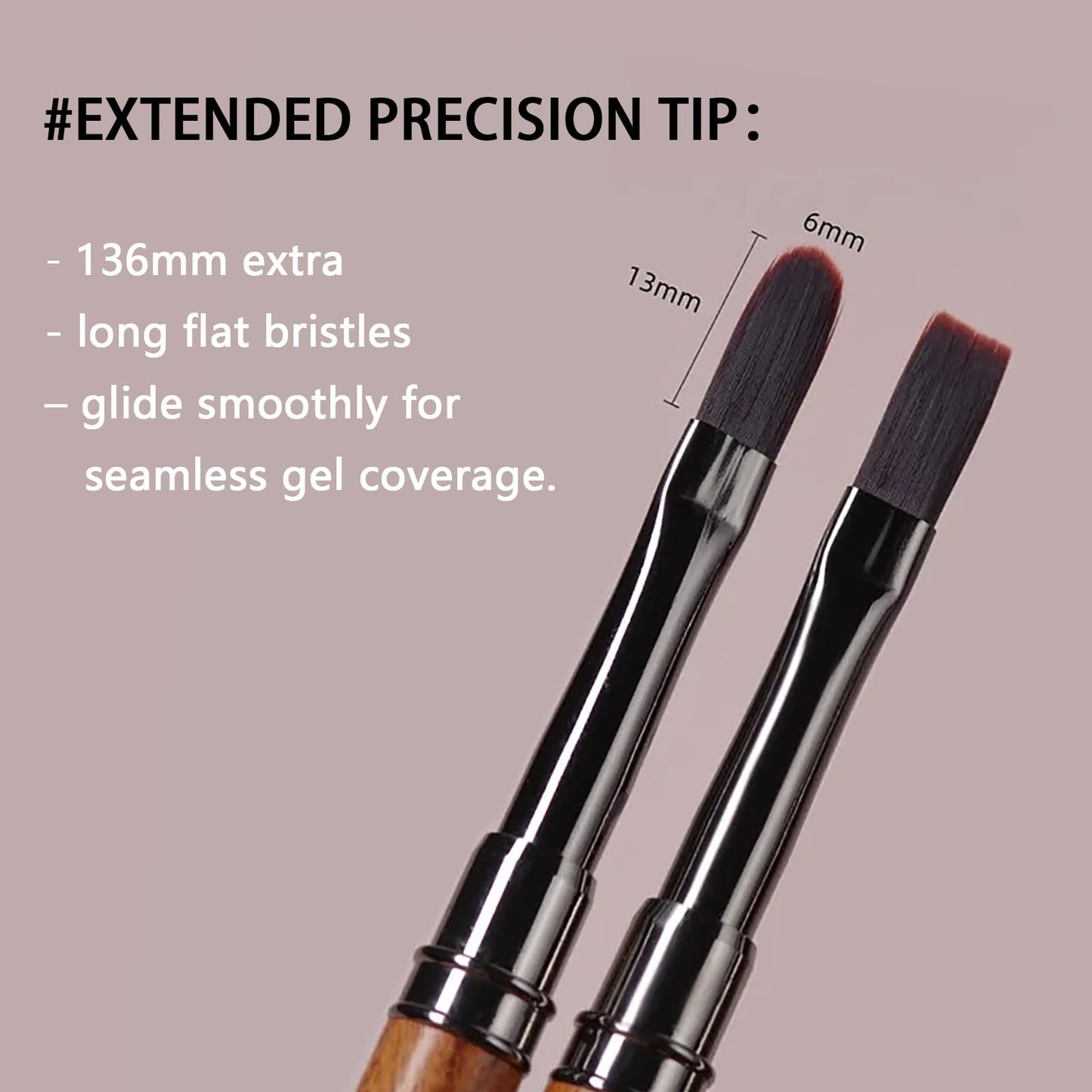 JFIYUOMCI Acrylic Nail Brush - Lengthen 13mm, Professional Nail Art Brushes for Easy Powder, Gel Polish, Extension Gel & Acrylic Application, Nail Design Tool for Manicure DIY & Salon - Oval Head