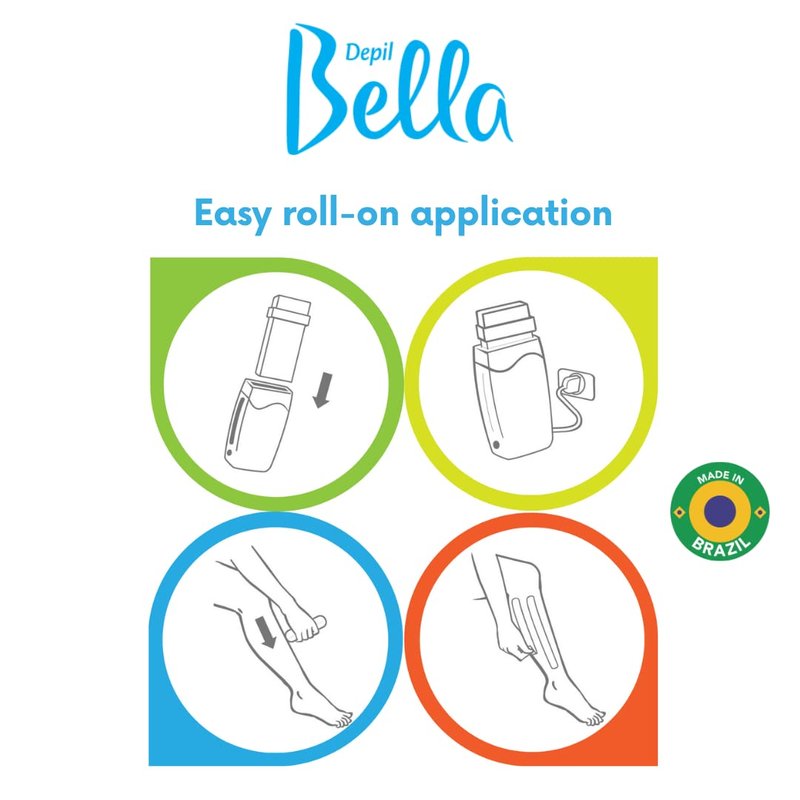 Depil Bella Brazilian Roll On Wax Chamomile and Calendula Depilatory | Body Waxing, Hair Removal Wax-Cartridge | For Men and Women | Home Self Waxing | Sensitive Skin | Painless (10 PACK + ADD)
