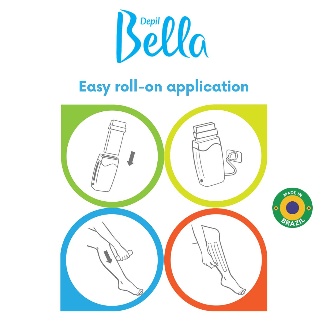 Depil Bella Roll On Wax Honey and Propolis Depilatory | Body Waxing, Hair Removal Wax-Cartridge | For Men and Women | Home Self Waxing | Sensitive Skin | Dermatologically Tested | Painless (3 PACK)