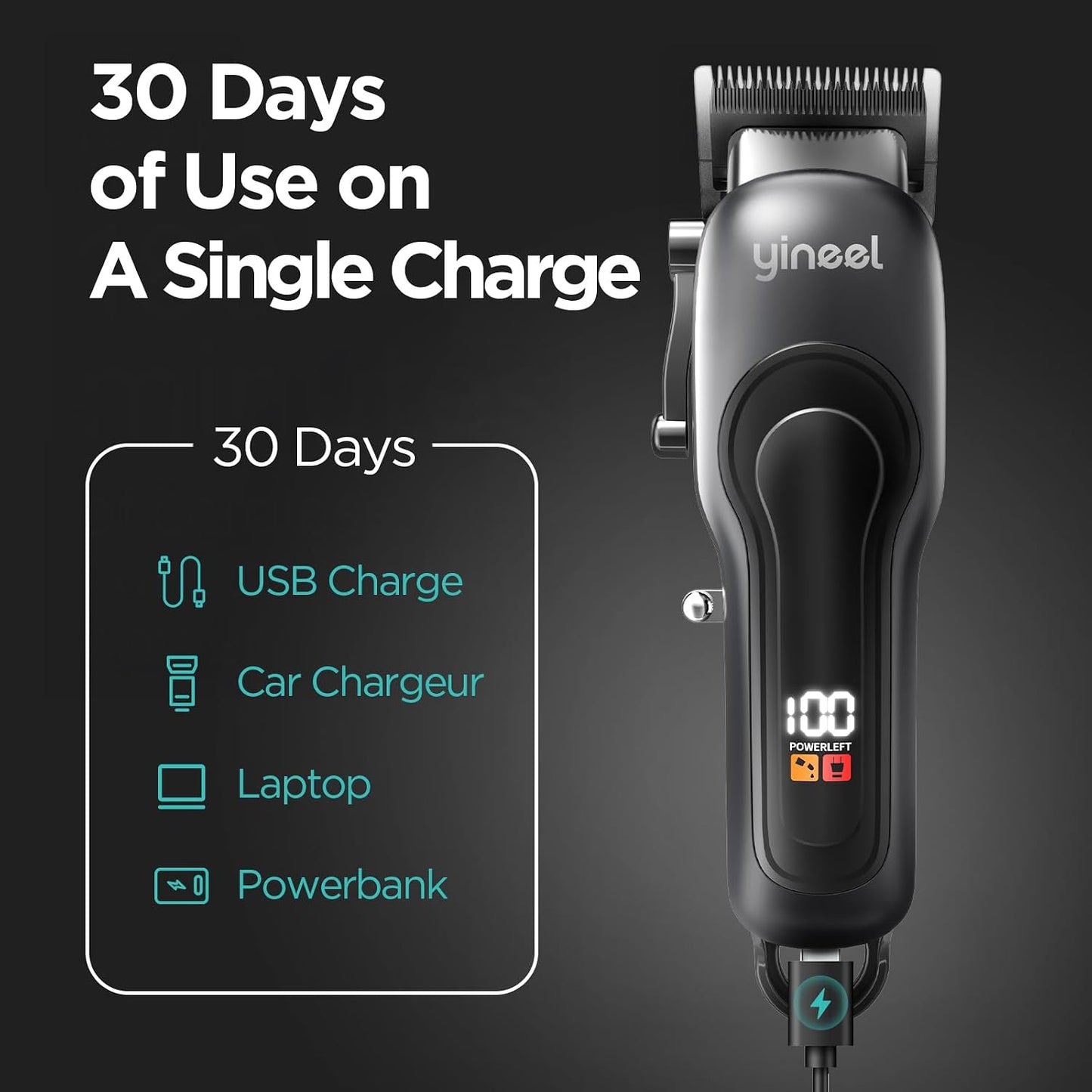 Professional Hair Clippers for Men - Cordless Trimmer Set with LED Display | Super Quiet Hair Cutting Kit