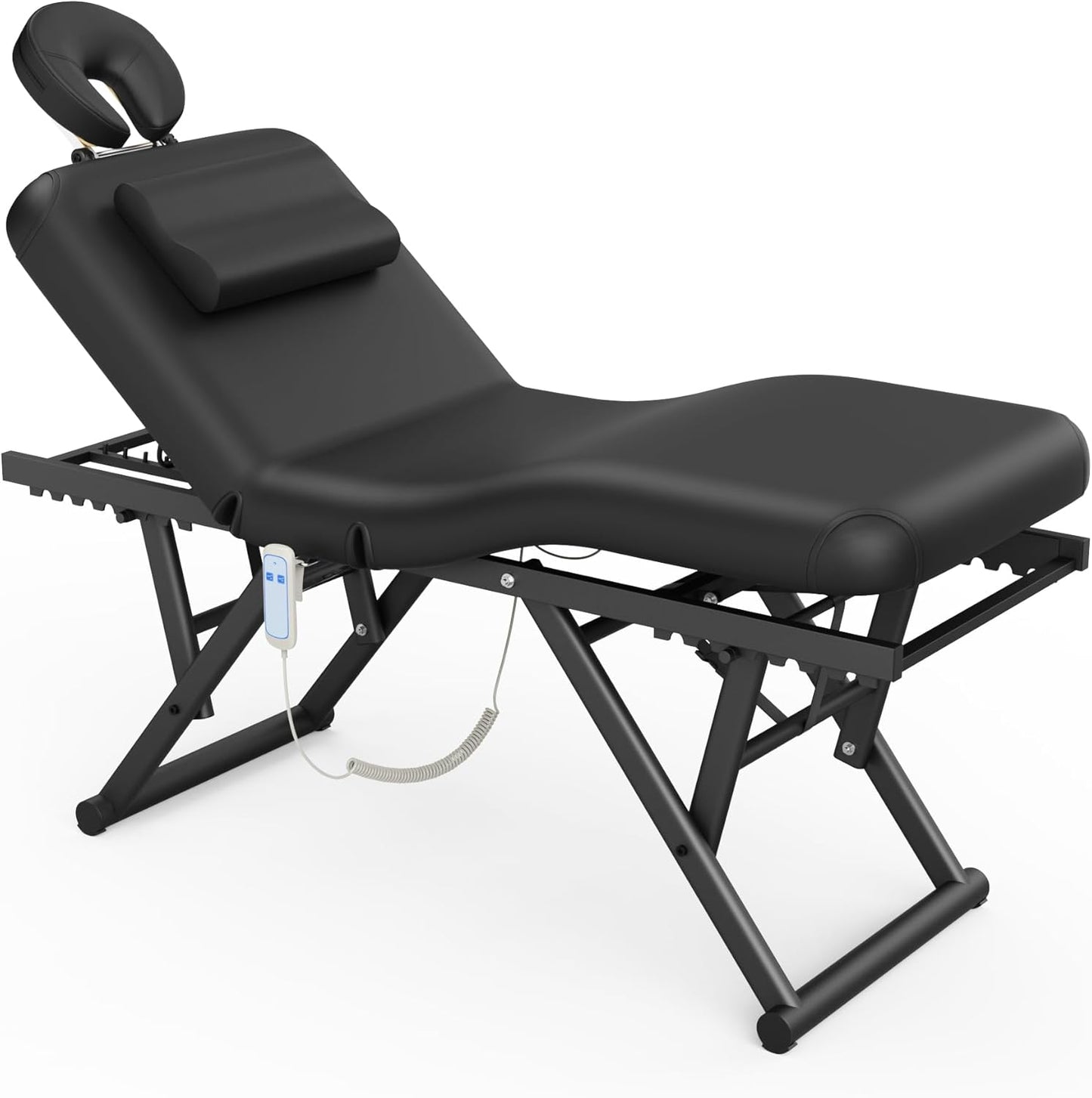 Adjustable Massage Table - Manual Height & Backrest Control, Face Pillow & Headrest | Brown Spa Treatment Bed