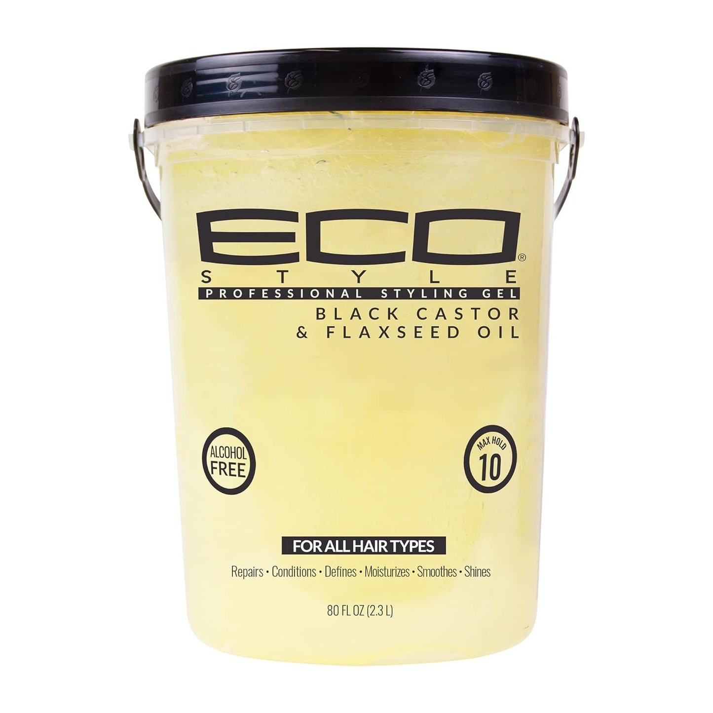 Eco Style Black Castor & Flaxseed Oil Gel - Nourishing Hair Styling - 8 oz | Weightless Hold & Shine