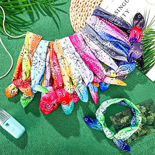 WILLBOND 13 Pcs Gradient Color Bandana Bow Headbands for Women
