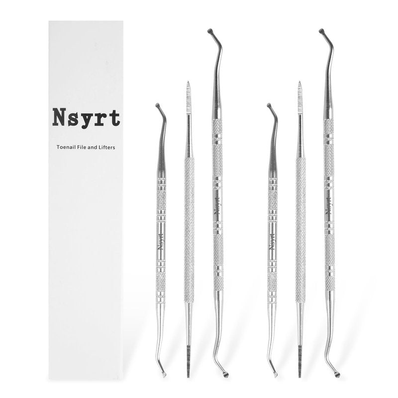 6PCS Ingrown Toenail File and Lifters, Professional Surgical Stainless Steel Ingrown Toenail Tool- Safe Nail Cleaning Treatment Pedicure Tools Kit Under Sidewall Cleaner Pain Relief Accessories